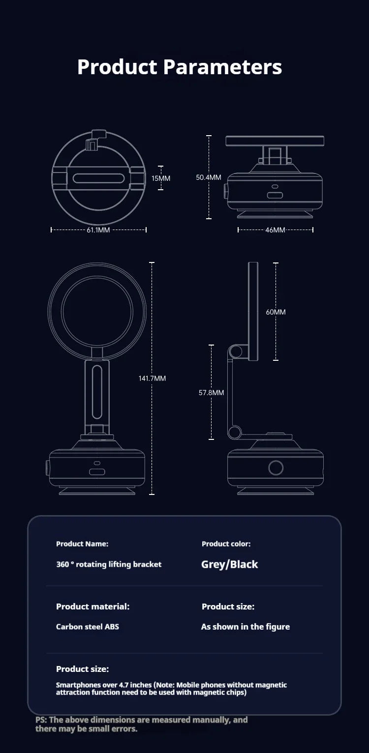 Magnetic Vacuum Adsorption Bracket 360° Rotating