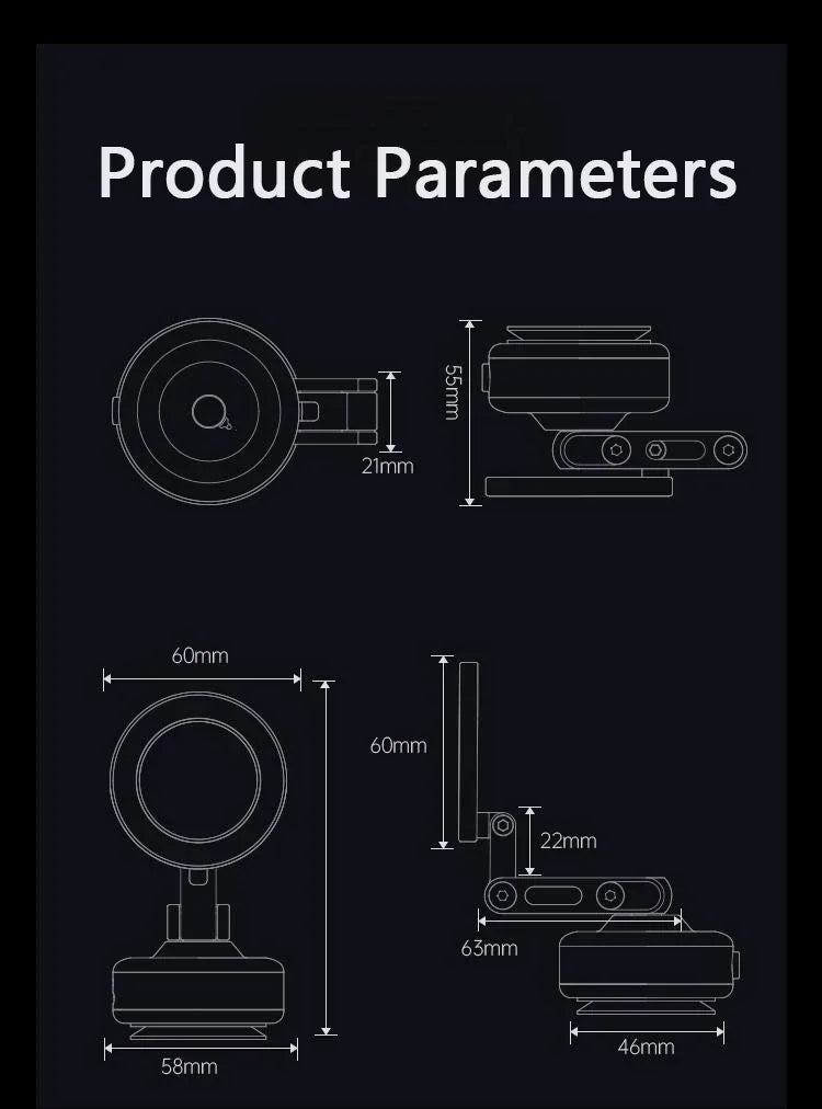 Magnetic Vacuum Adsorption Bracket 360° Rotating